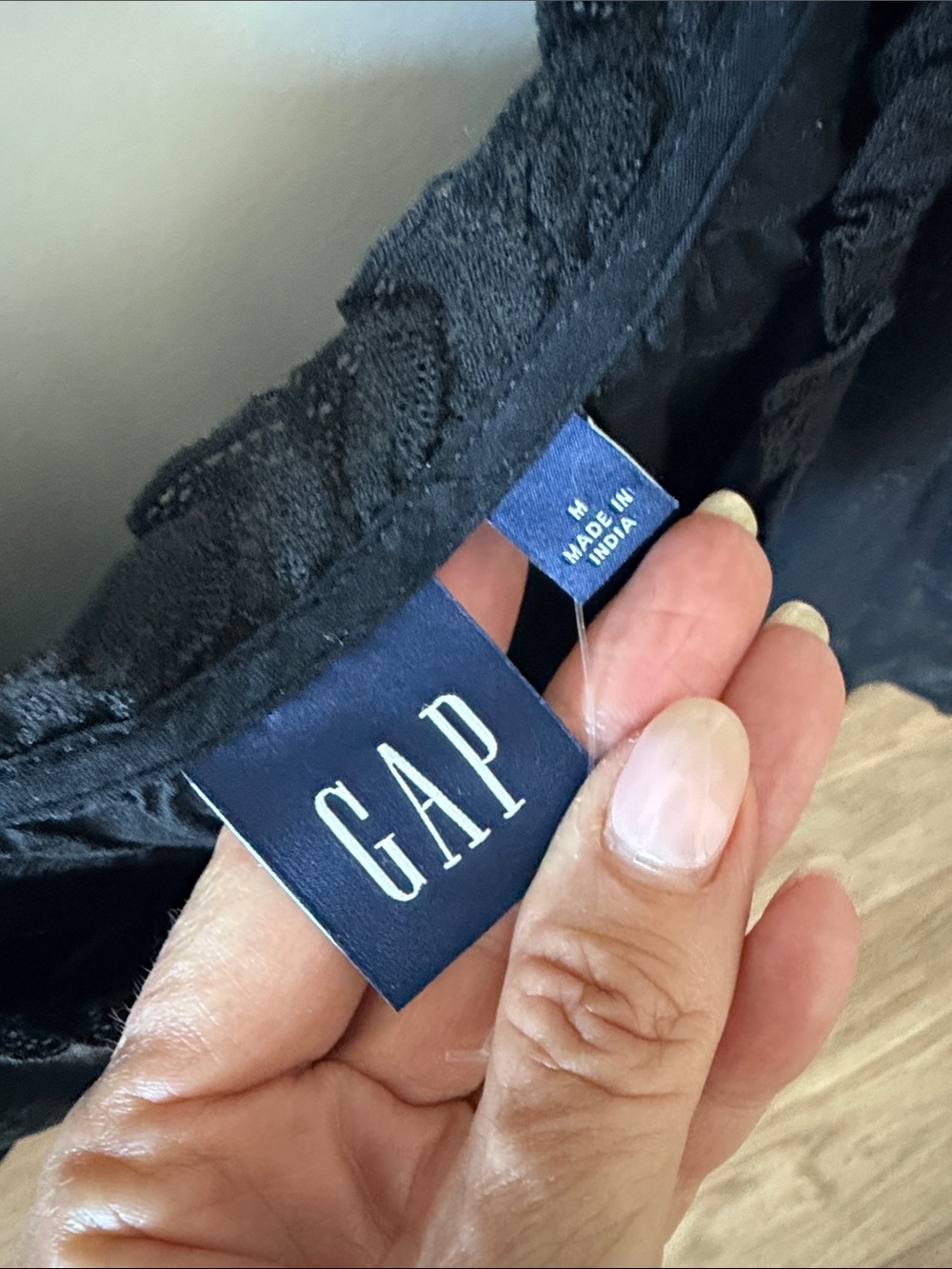 GAP Black Lace-Trim Button Front Peplum Top - Picture 7 of 7